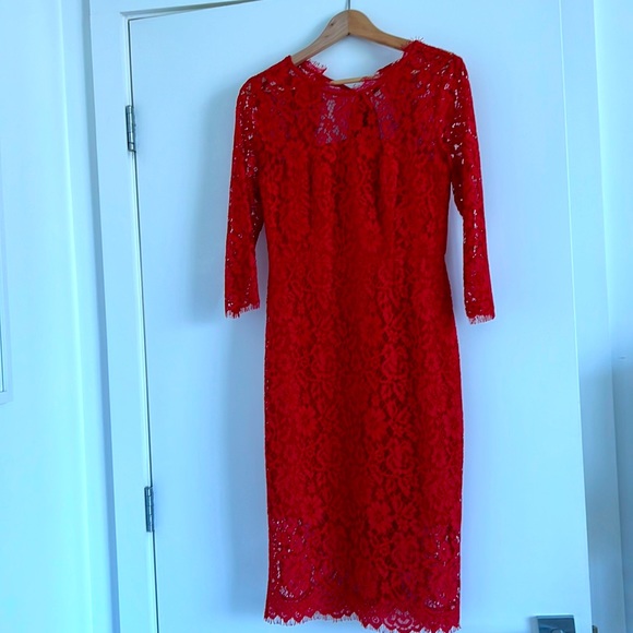 J Crew Red Lace Sheath Dress - Picture 3 of 11